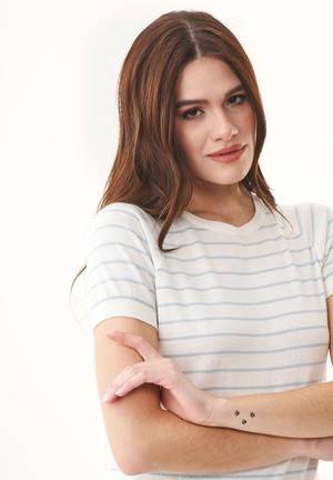 T-Shirt Met Strepen Fijn Gebreid Blauw Haze & Off White from Shop Like You Give a Damn