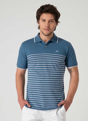 Gestreept Poloshirt EgeÃ¯sch Blauw from Shop Like You Give a Damn