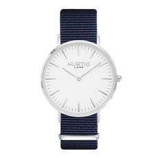 Horloge Montezuma Nylon Nato Zilver Wit & Oceaanblauw Dames via Shop Like You Give a Damn