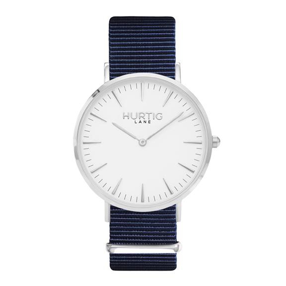 Horloge Montezuma Nylon Nato Zilver Wit & Oceaanblauw Dames from Shop Like You Give a Damn