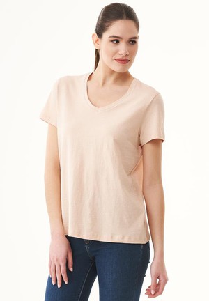 T-Shirt V-Hals Basic Abby Steenbeige from Shop Like You Give a Damn
