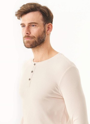 Geribbeld Henley Shirt Stone from Shop Like You Give a Damn