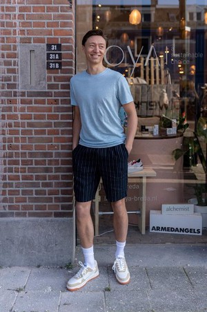 Short Losvallend Gestreept Blauw from Shop Like You Give a Damn
