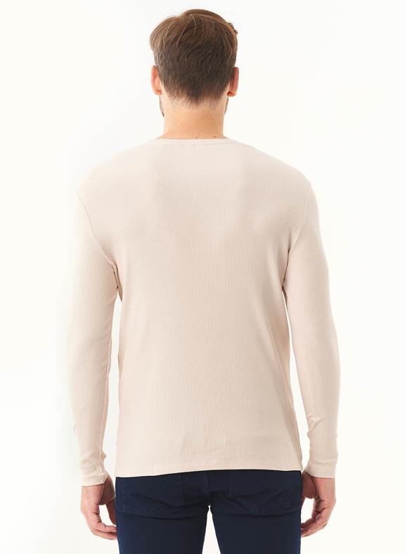 Geribbeld Henley Shirt Stone from Shop Like You Give a Damn