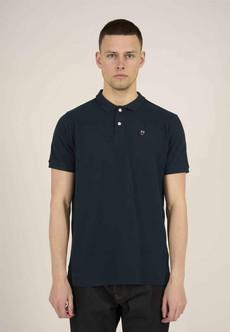 Polo T-Shirt Basic Badge Donkerblauw via Shop Like You Give a Damn