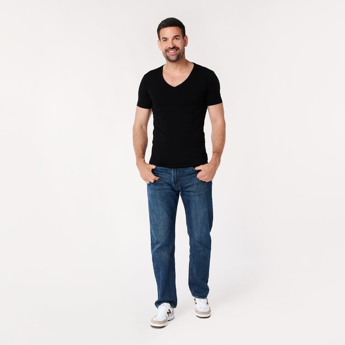 T-shirt Zwart Diepe V-Hals Heren | 2-pack | Slim Fit from SKOT