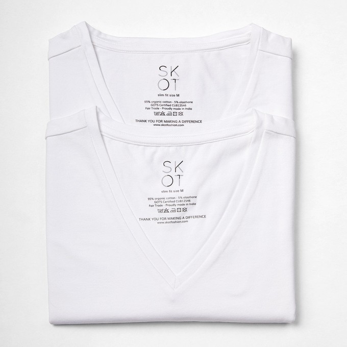 T-shirt - Normale V-hals 2-pack - Wit from SKOT