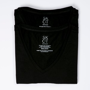 T-shirt - Normale V-hals 2-pack - Zwart from SKOT