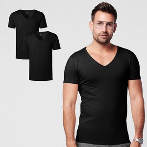 T-shirt Zwart Diepe V-Hals Heren | 2-pack | Slim Fit from SKOT