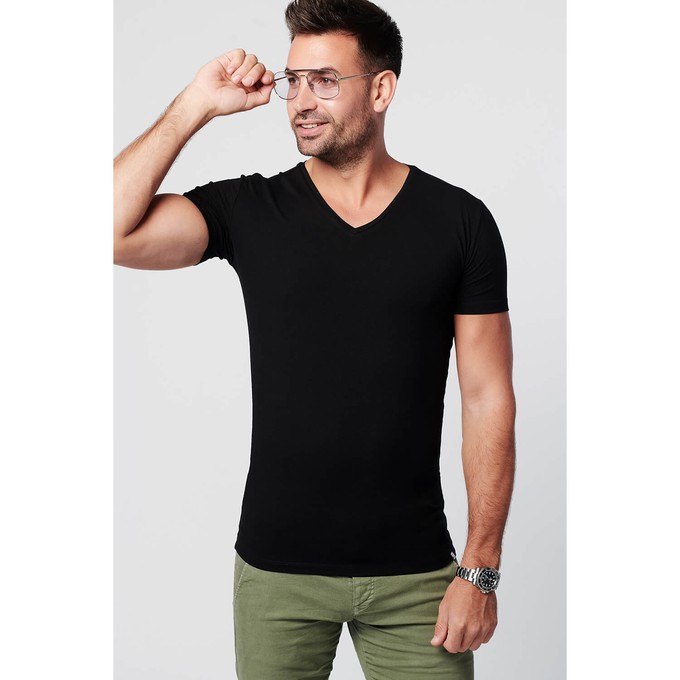 T-shirt - Normale V-hals 2-pack - Zwart from SKOT