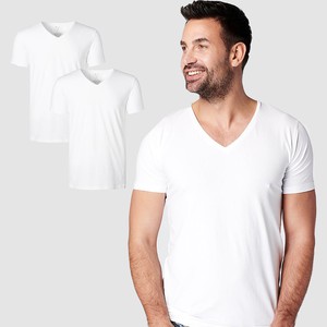 T-shirt - Normale V-hals 2-pack - Wit from SKOT
