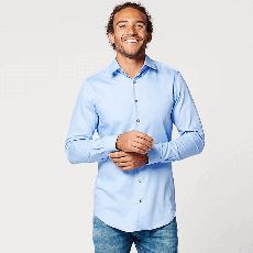 Overhemd - Slim Fit - Circular Blue Contrast - (Laatste voorraad) via SKOT