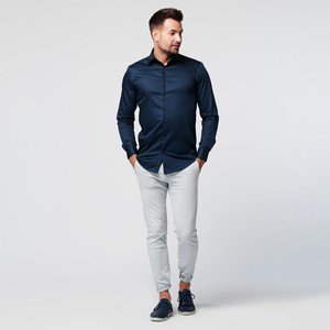 Overhemd - Slim Fit - Navy Satin from SKOT