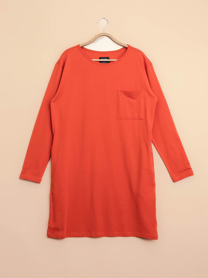Slow Coral Red Long Sleeve Dress Dames from SNURK