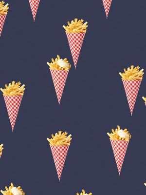 Fries Navy Cropped T-shirt en Shorts set Dames from SNURK