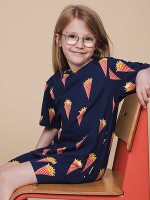 Fries Navy T-shirt en Bikershorts set Kids from SNURK