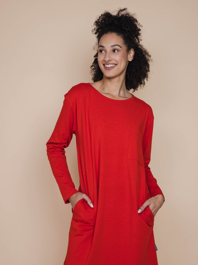 Slow Red Long Sleeve Dress Dames from SNURK