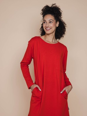 Slow Red Long Sleeve Dress Dames from SNURK