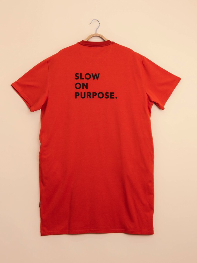 Slow Red Relaxed Tee Dress Dames from SNURK
