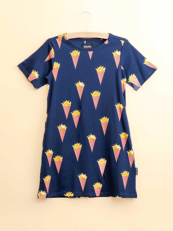 Fries Navy T-shirt Dress Kids from SNURK