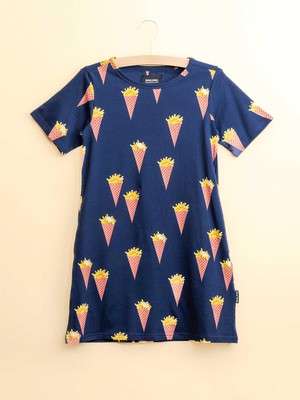 Fries Navy T-shirt Dress Kids from SNURK