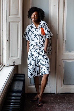 Crossword Button Up Blouse Dames from SNURK