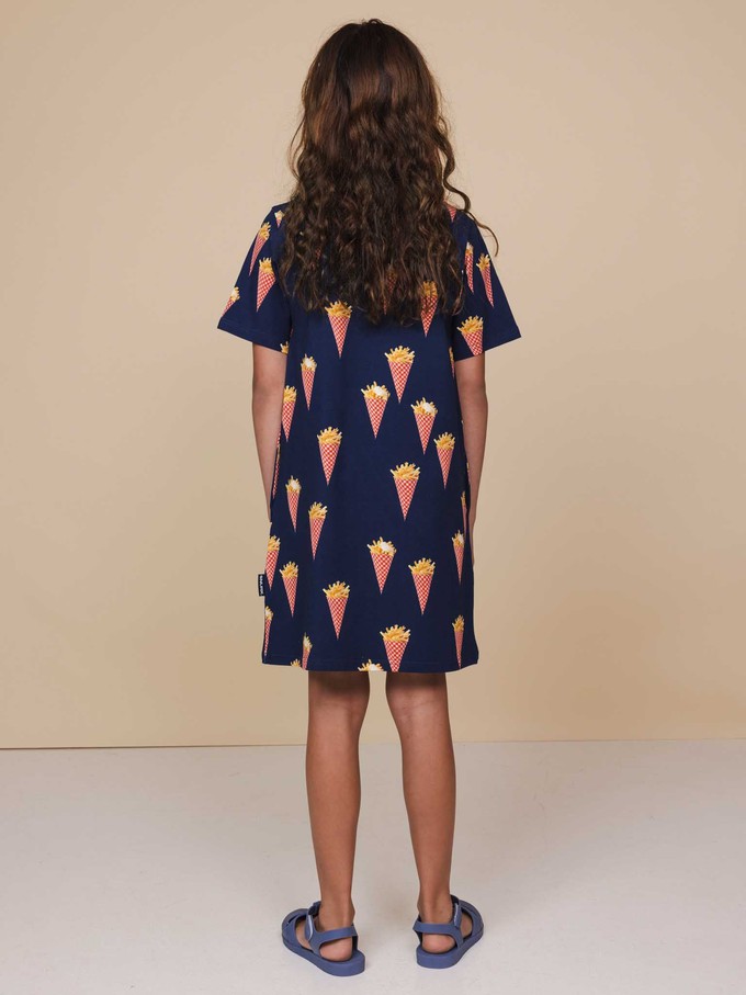 Fries Navy T-shirt Dress Kids from SNURK
