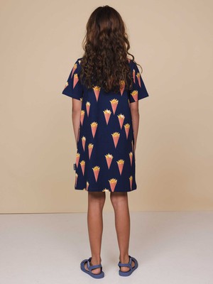 Fries Navy T-shirt Dress Kids from SNURK