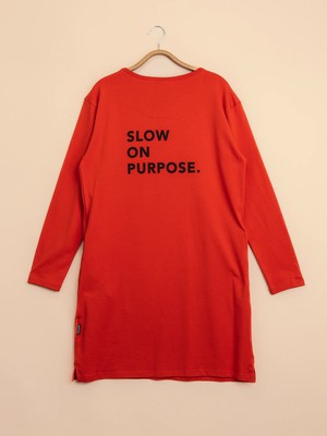Slow Red Long Sleeve Dress Dames from SNURK