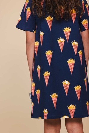 Fries Navy T-shirt Dress Kids from SNURK