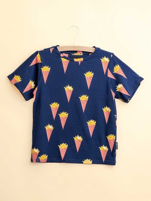 Fries Navy T-shirt en Shorts set Kids from SNURK