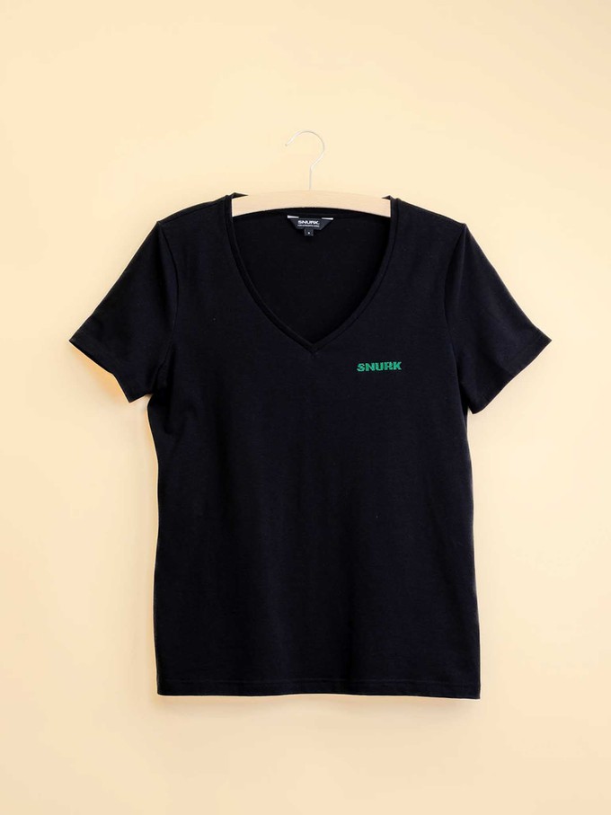 Black V-neck T-shirt Dames from SNURK