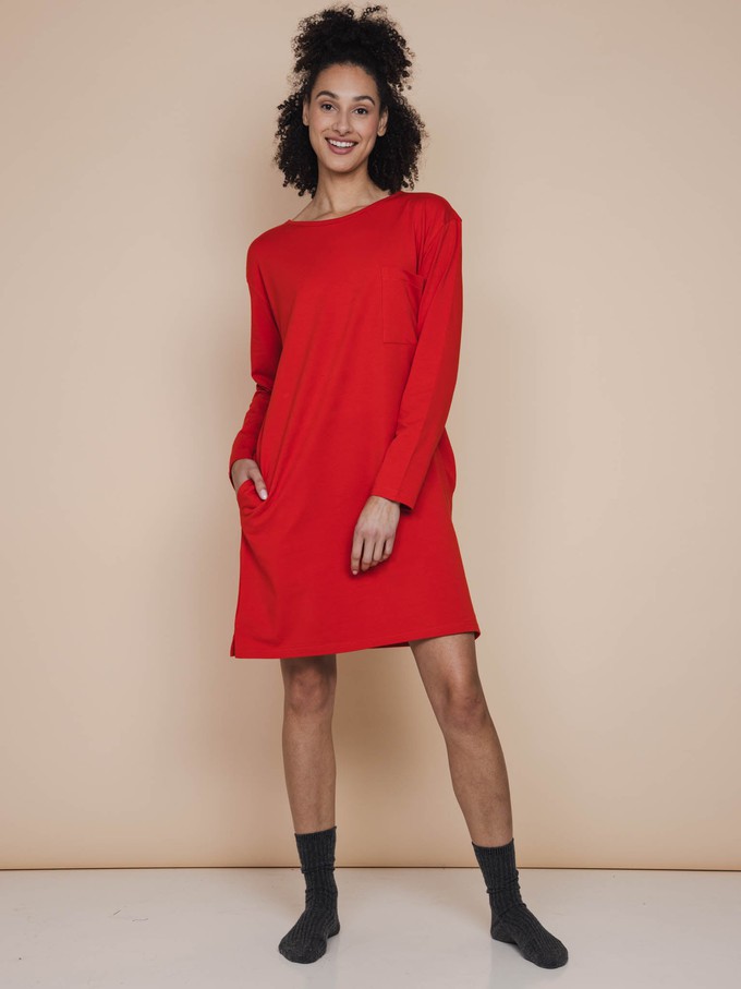 Slow Red Long Sleeve Dress Dames from SNURK