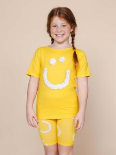 Smiles Yellow T-shirt en Bikershort set Kinderen via SNURK