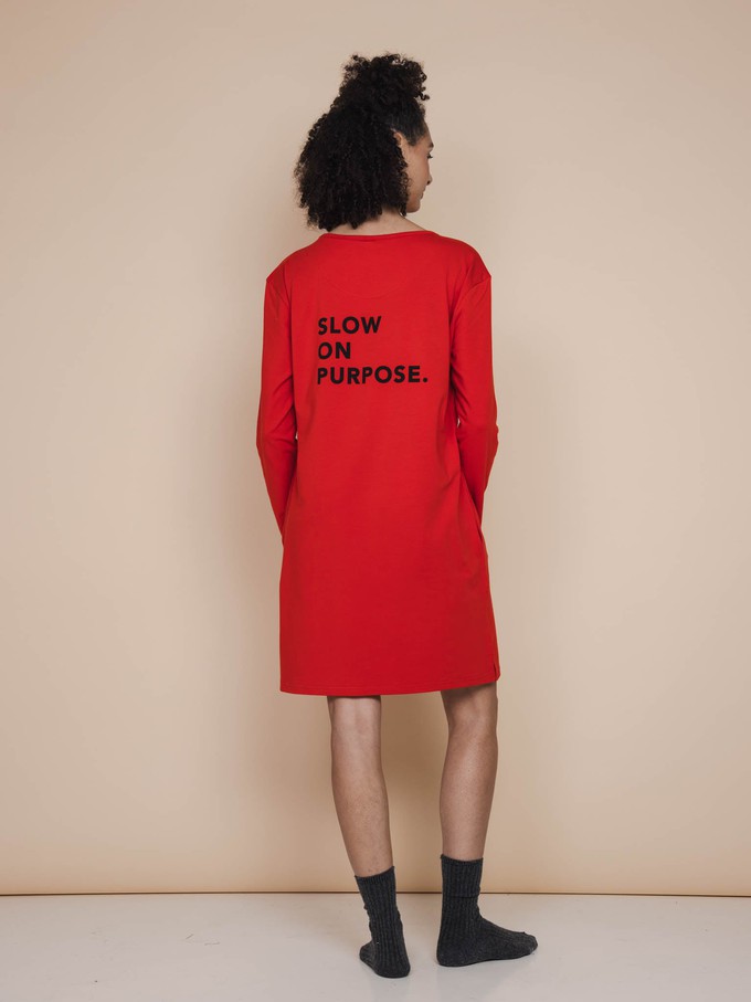 Slow Red Long Sleeve Dress Dames from SNURK
