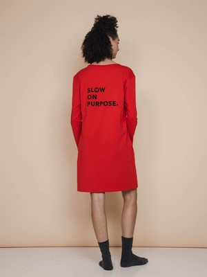 Slow Red Long Sleeve Dress Dames from SNURK