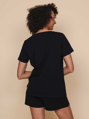 Black V-neck T-shirt Dames from SNURK