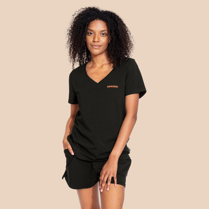 Black V-neck T-shirt Dames from SNURK
