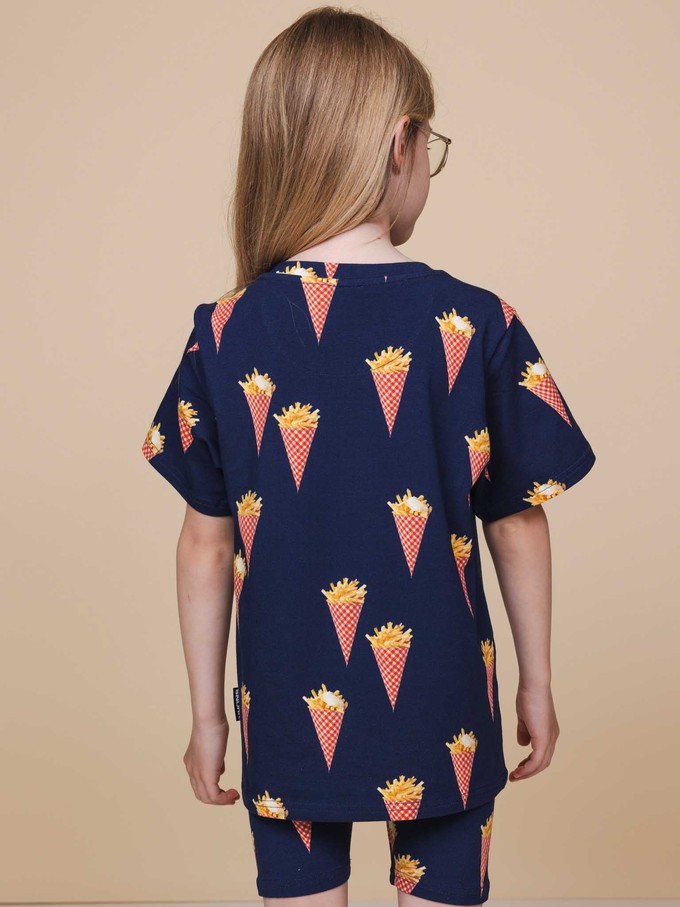 Fries Navy T-shirt en Bikershorts set Kids from SNURK
