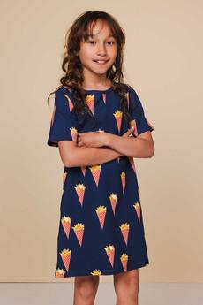 Fries Navy T-shirt Dress Kids via SNURK