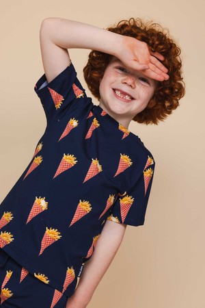 Fries Navy T-shirt en Shorts set Kids from SNURK