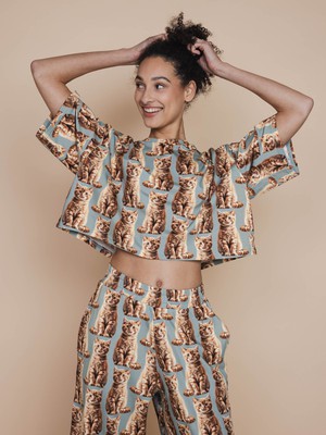 Bowie Cropped T-shirt en Wijde broek set Dames from SNURK