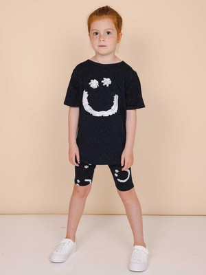 Smiles Black T-shirt en Bikershort set Kinderen from SNURK