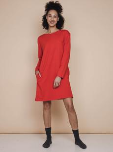 Slow Coral Red Long Sleeve Dress Dames via SNURK