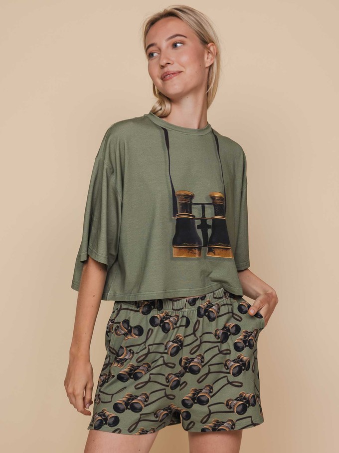 Binoculars Cropped T-shirt en Shorts set Dames from SNURK