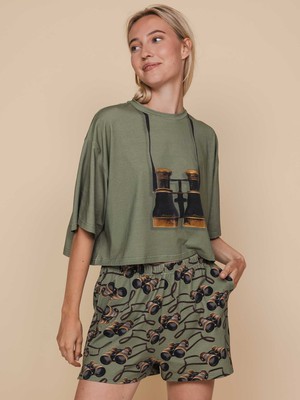 Binoculars Cropped T-shirt en Shorts set Dames from SNURK