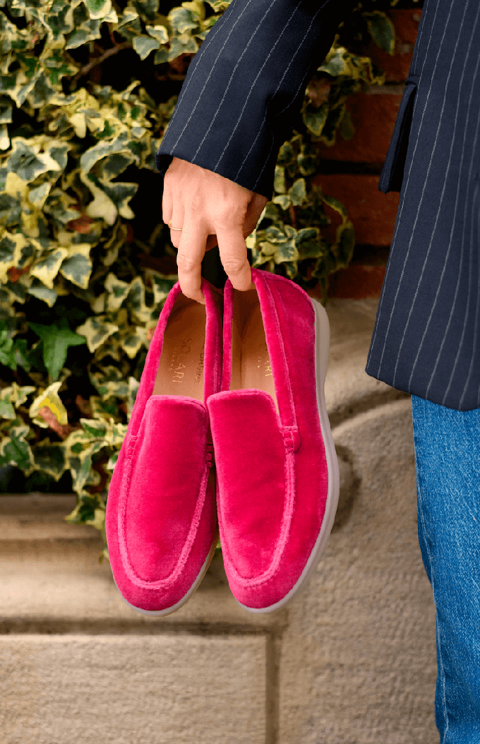 Vegan Velvet Loafer Pink from Solari Milano Vegan Velvet Loafer Pink from Solari Milano