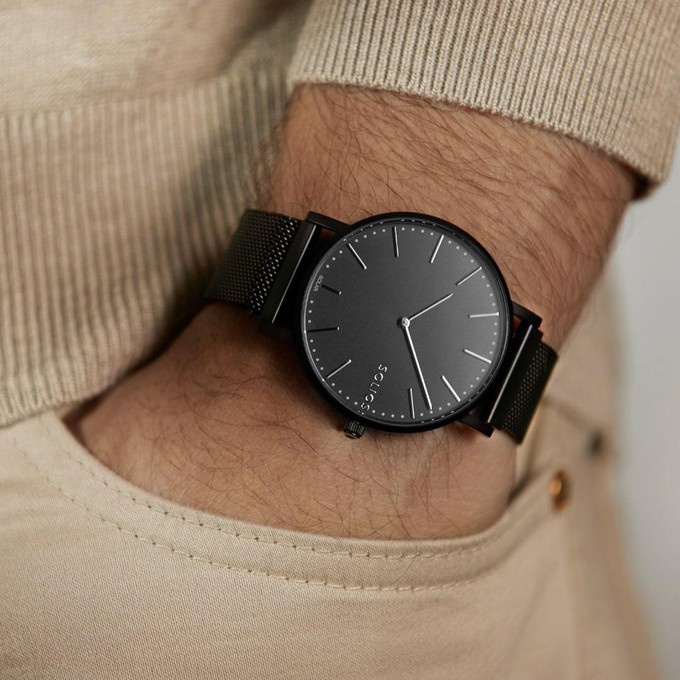 Black Solar Watch | Blue Vegan Leather from Solios Watches