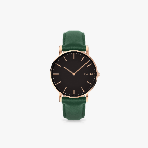 Black Solar Watch | Green Vegan Leather from Solios Watches