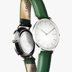 White Solar Watch | Green Vegan Leather van Solios Watches